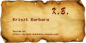 Kriszt Barbara névjegykártya